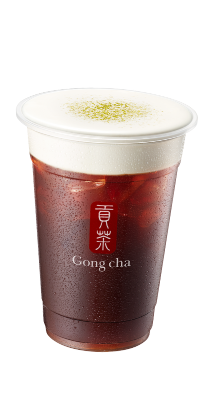 Black tea with milk foam