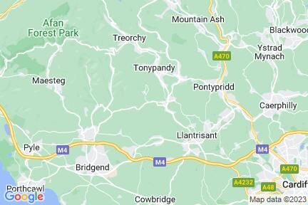 A map of the Rhondda Cynon Taf area