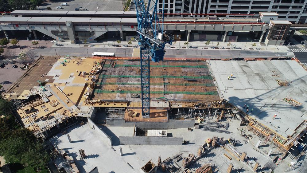 Crane working on building site