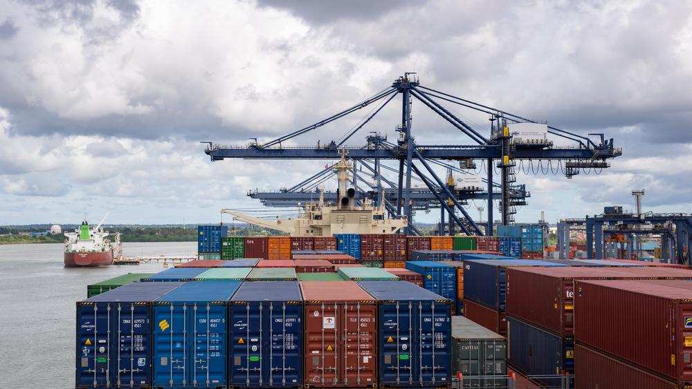 Shipping containers at Dar es Salaam port in Tanzania