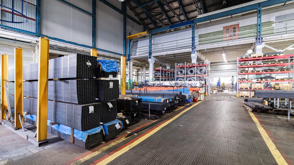 Stacks of material in a factory