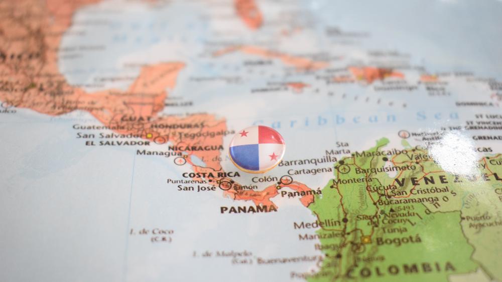 Panama on map, close up map of central america