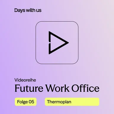 Grafisches Rechteck mit eine Play-Zeichen und dem Schriftzug Future Work Office Folge 05.