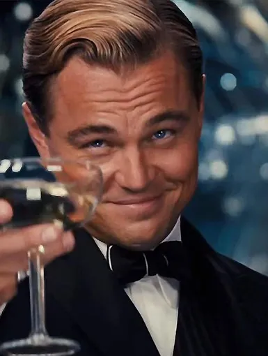 der grosse Gatsby mit Glas.