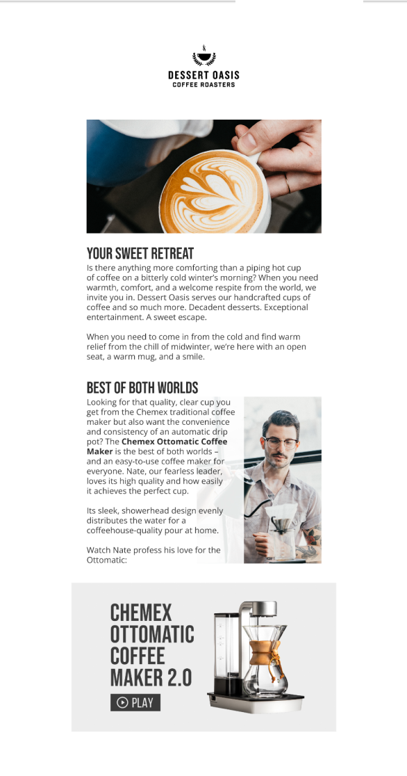 Dessert Oasis Sweet Retreat Email