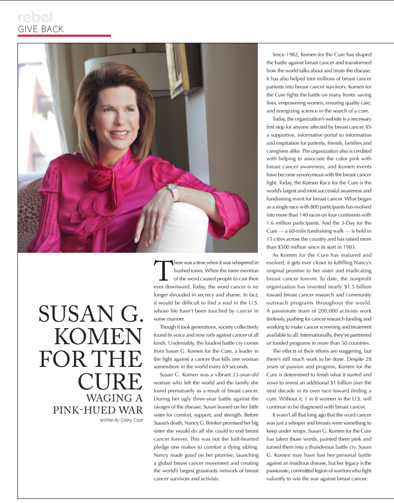 Rebel Magazine - Susan G. Komen 