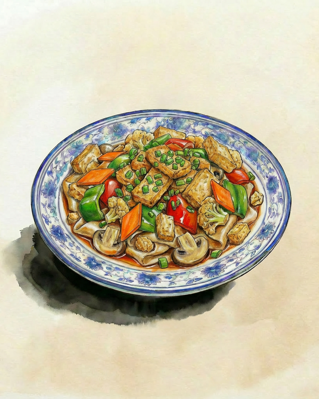 Biangbiang-Nudeln mit gebratenem Tofu nach Hausmannsart