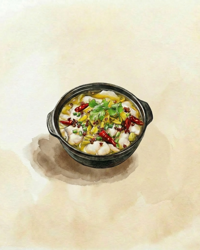 Fisch in Sauer-Senfkohl-Brühe