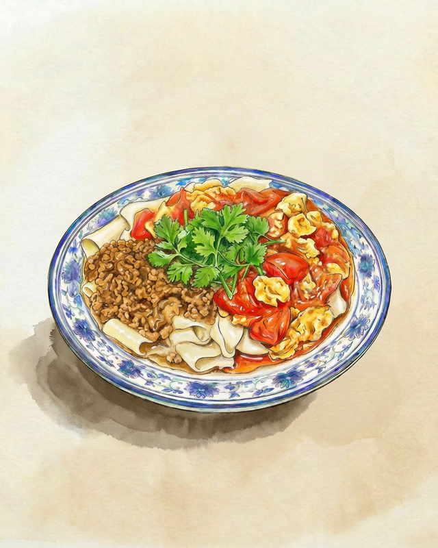 Biangbiang-Nudeln mit Schweinehackfleisch