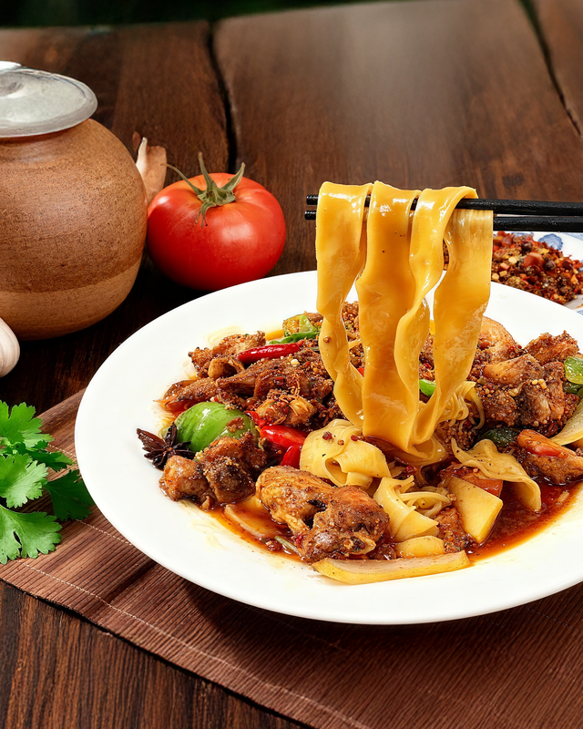 Biangbiang-Nudeln mit Hühnerfleisch