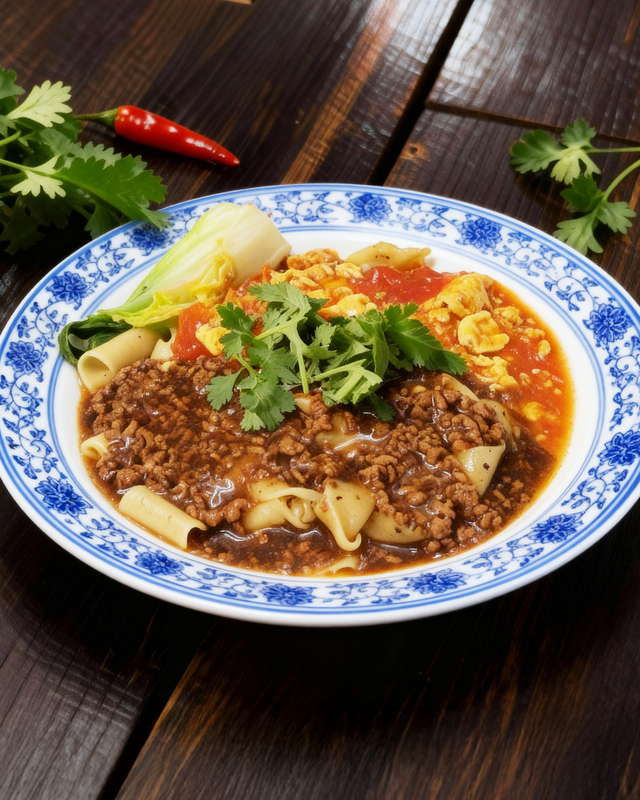 Biangbiang-Nudeln mit Schweinehackfleisch