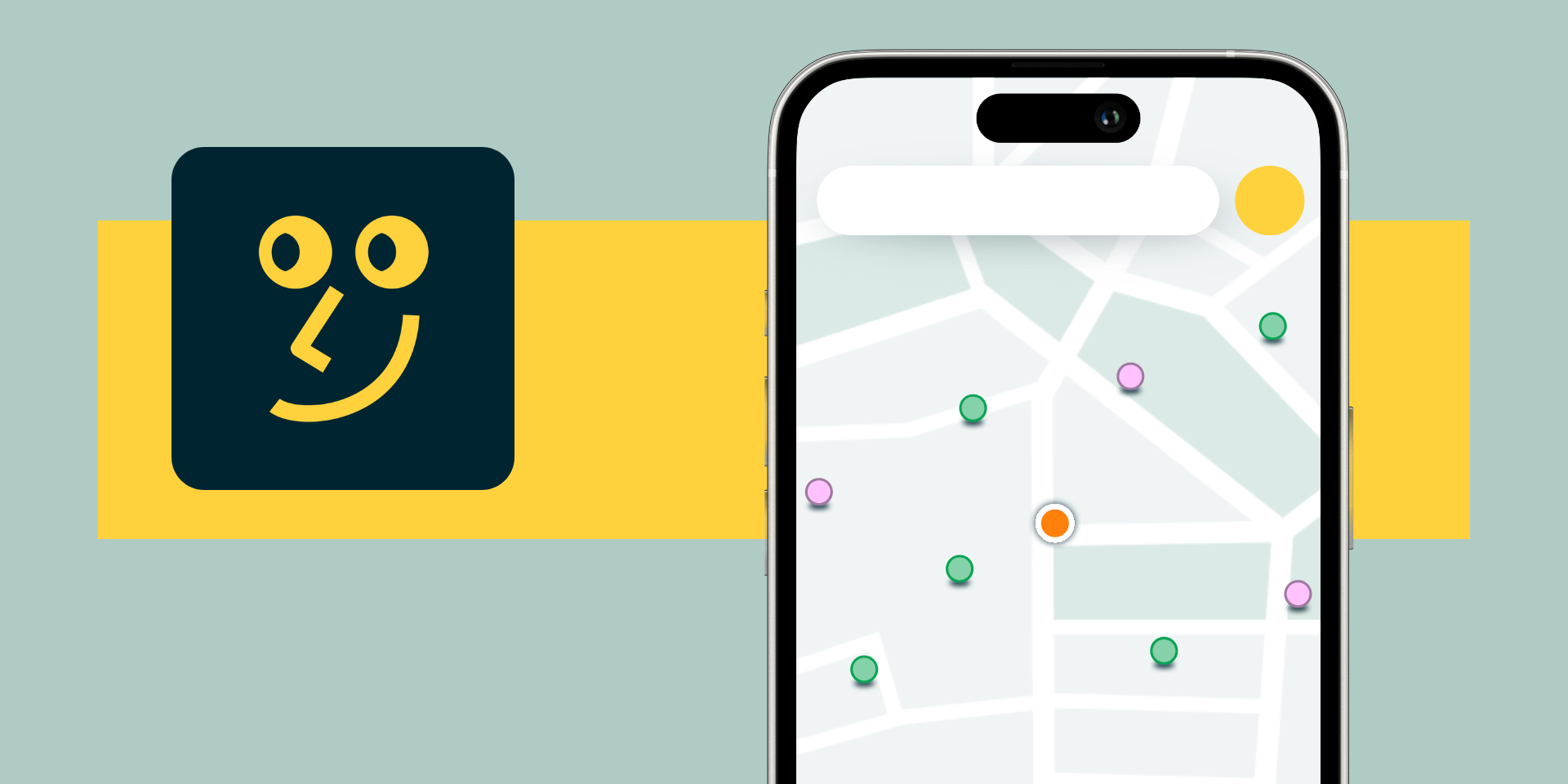 Ein Smartphone zeigt die Lowago App mit Pins als Markierung für Ladestationen.
