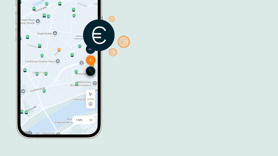 Lowago App günstigste Ladestation in der Nähe finden mit Euro-Button