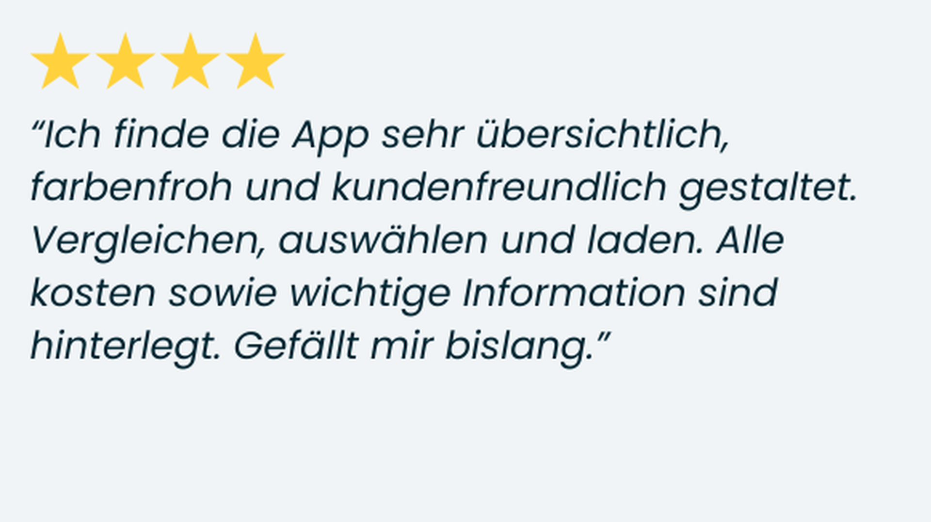 App Rezension einer Nutzers aus dem App Store und vier Sterne Angabe