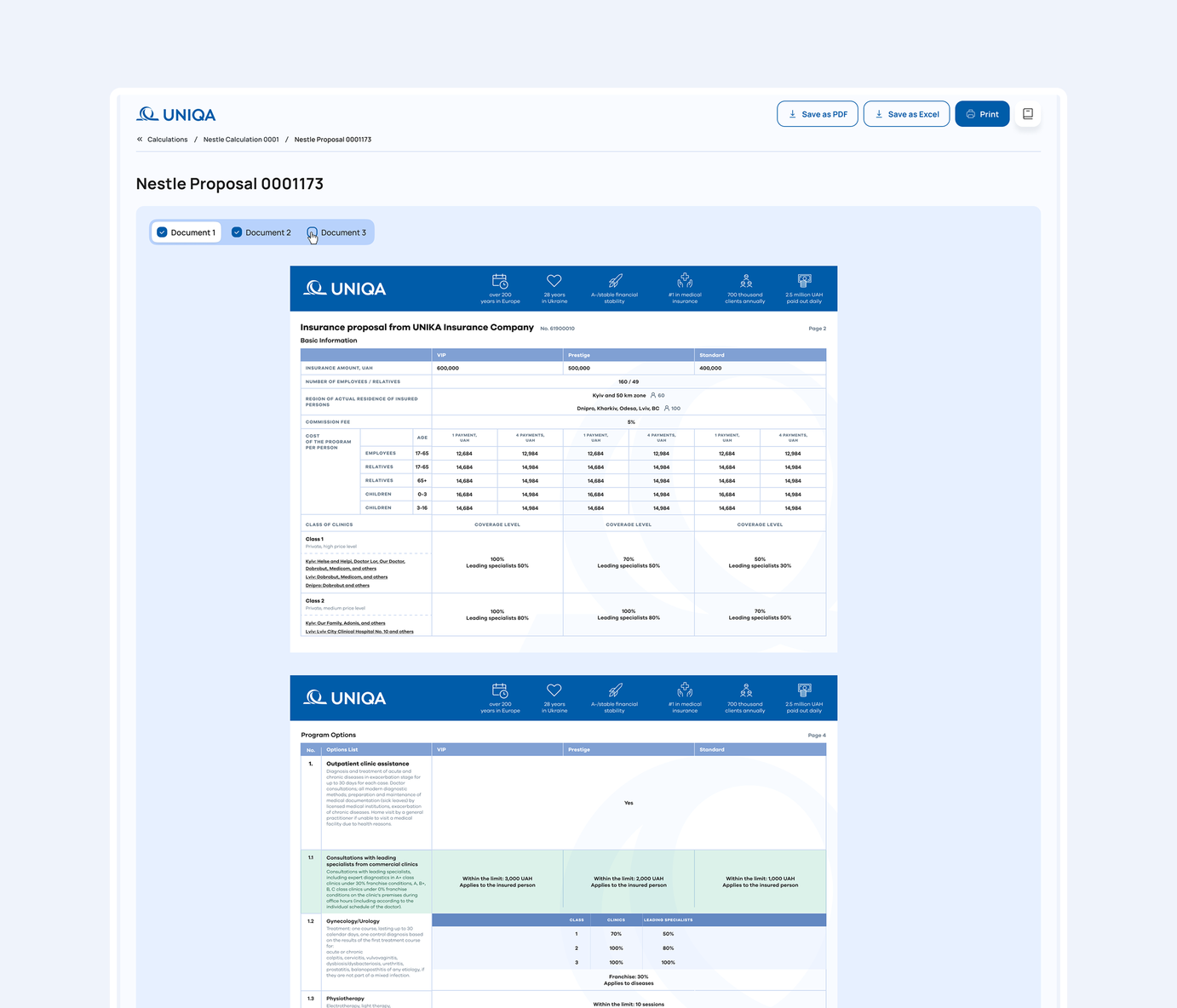 UNIQA Client proposal