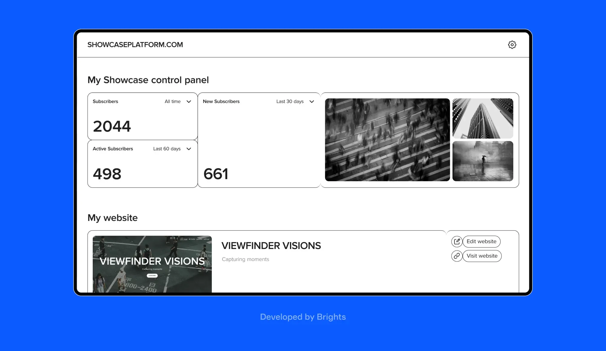 Showcase, a SaaS product developed by Brights