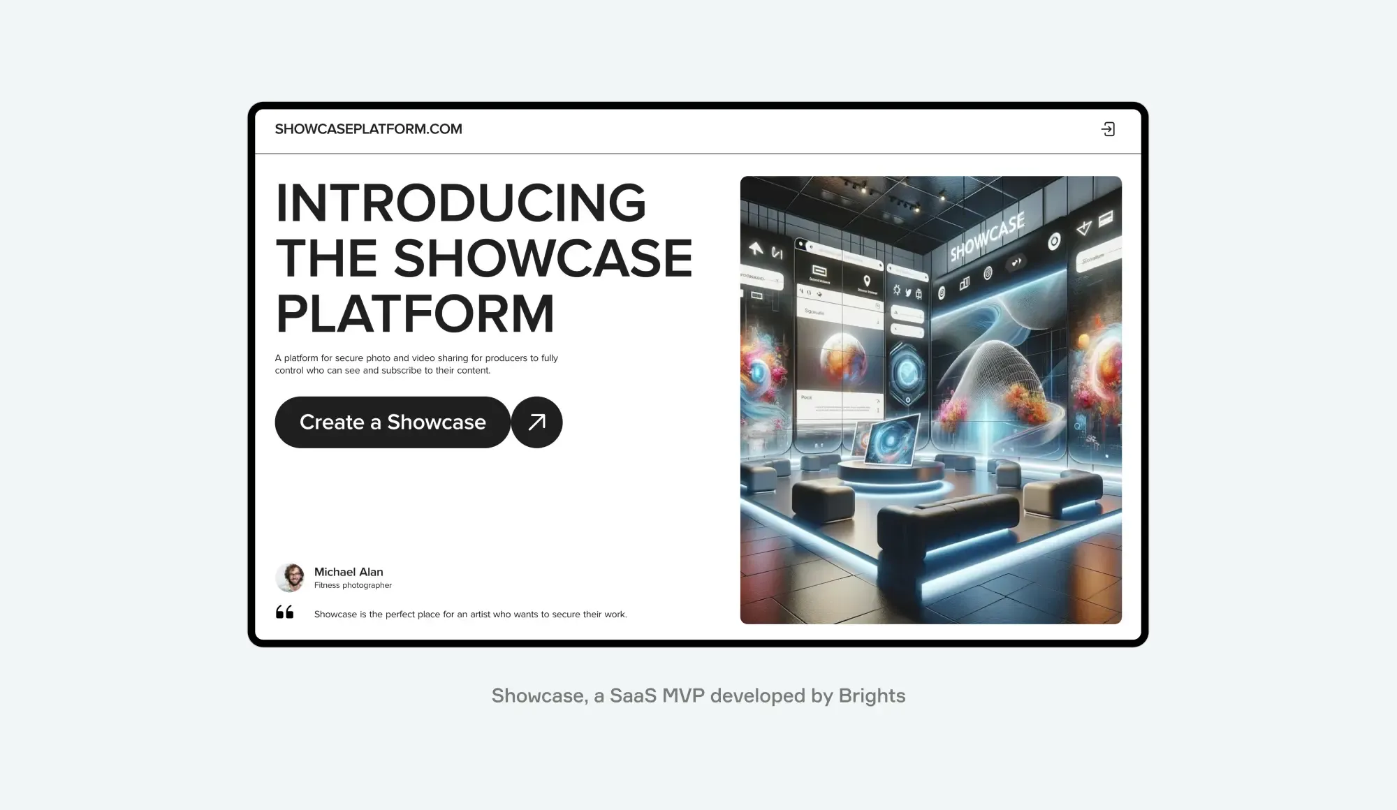 Showcase, a SaaS MVP developed by Brights