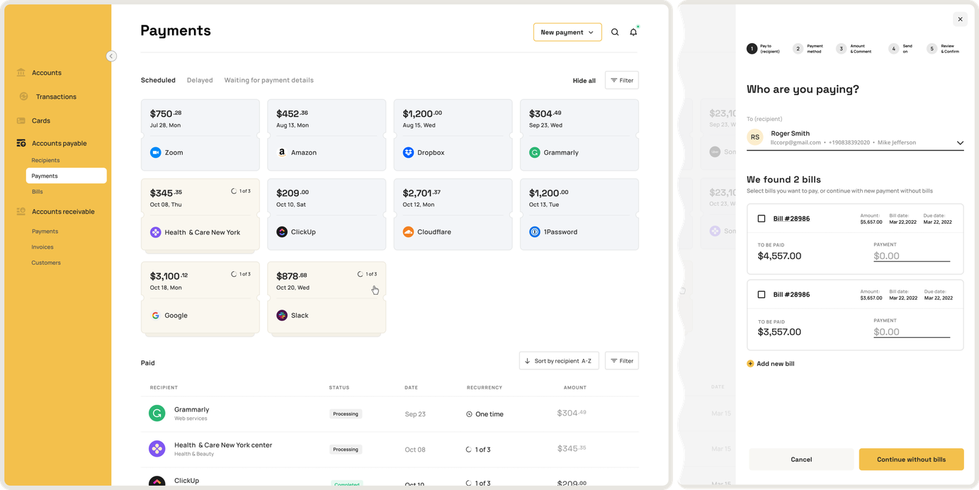 Banking and payment platform payments