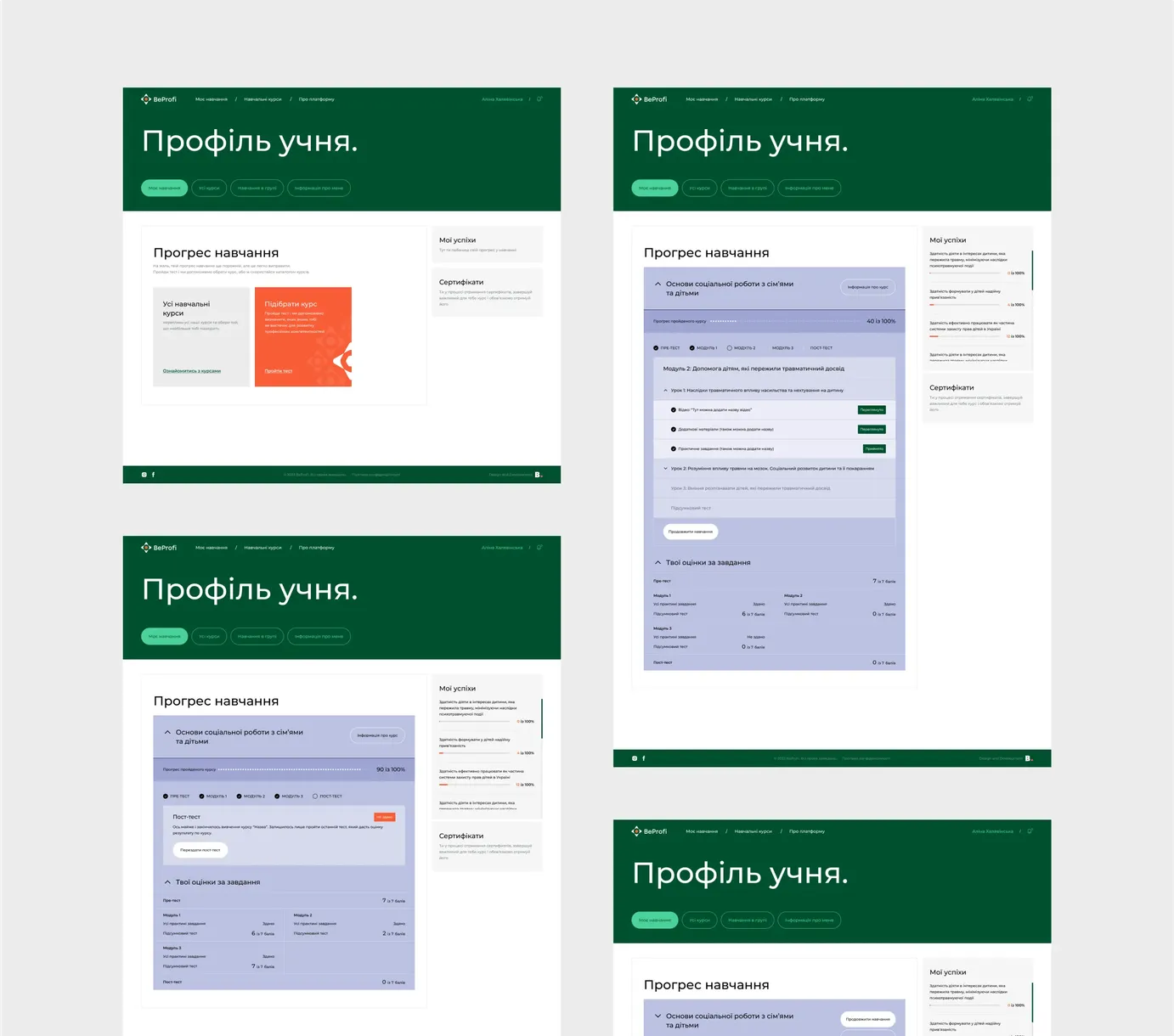 BeProfi student dashboard
