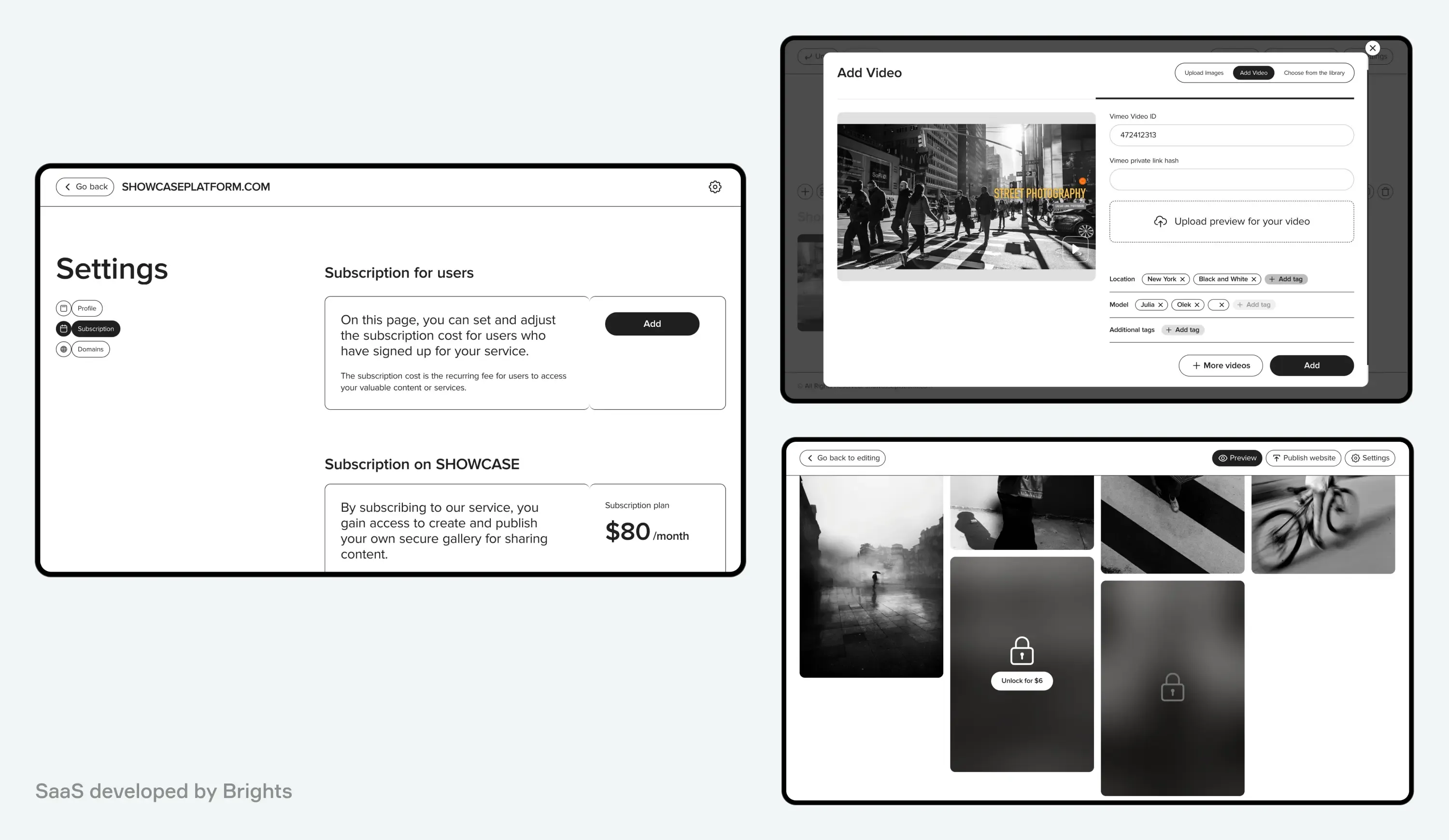 Showcase. SaaS developed by Brights