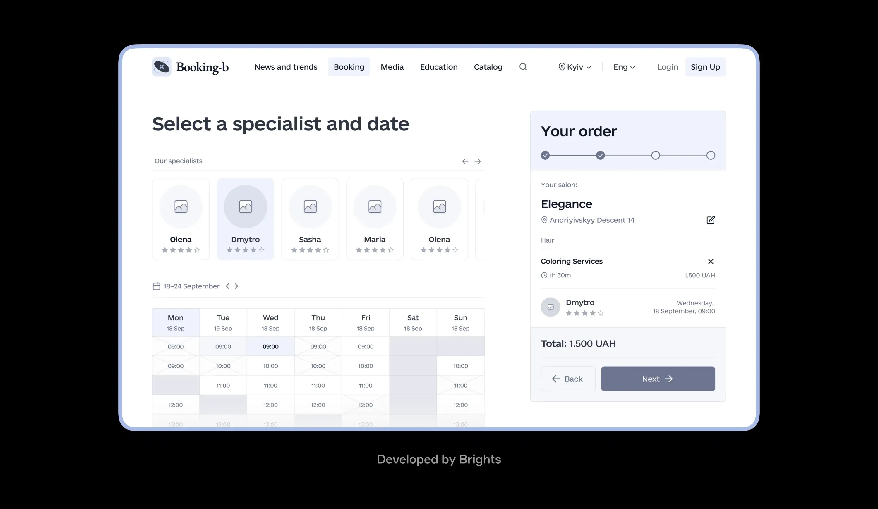 Booking app for beauty service providers by Brights