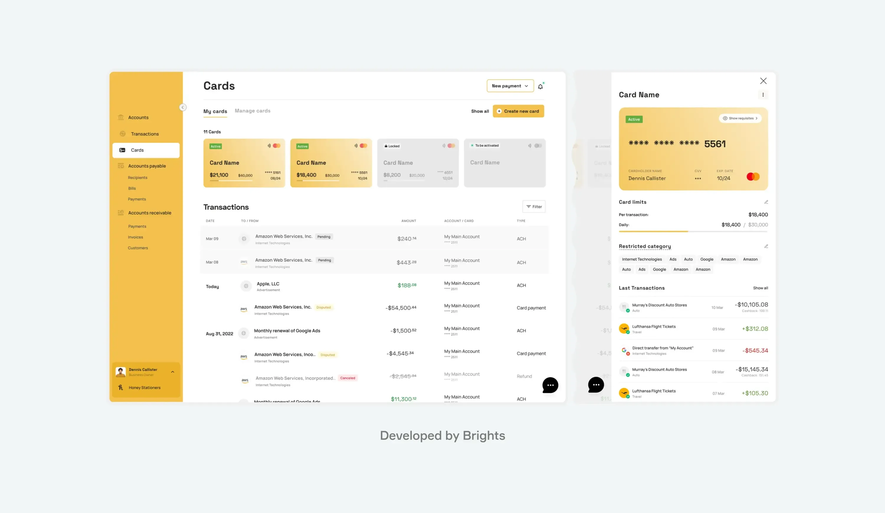 Banking and payment SaaS platform developed by Brights