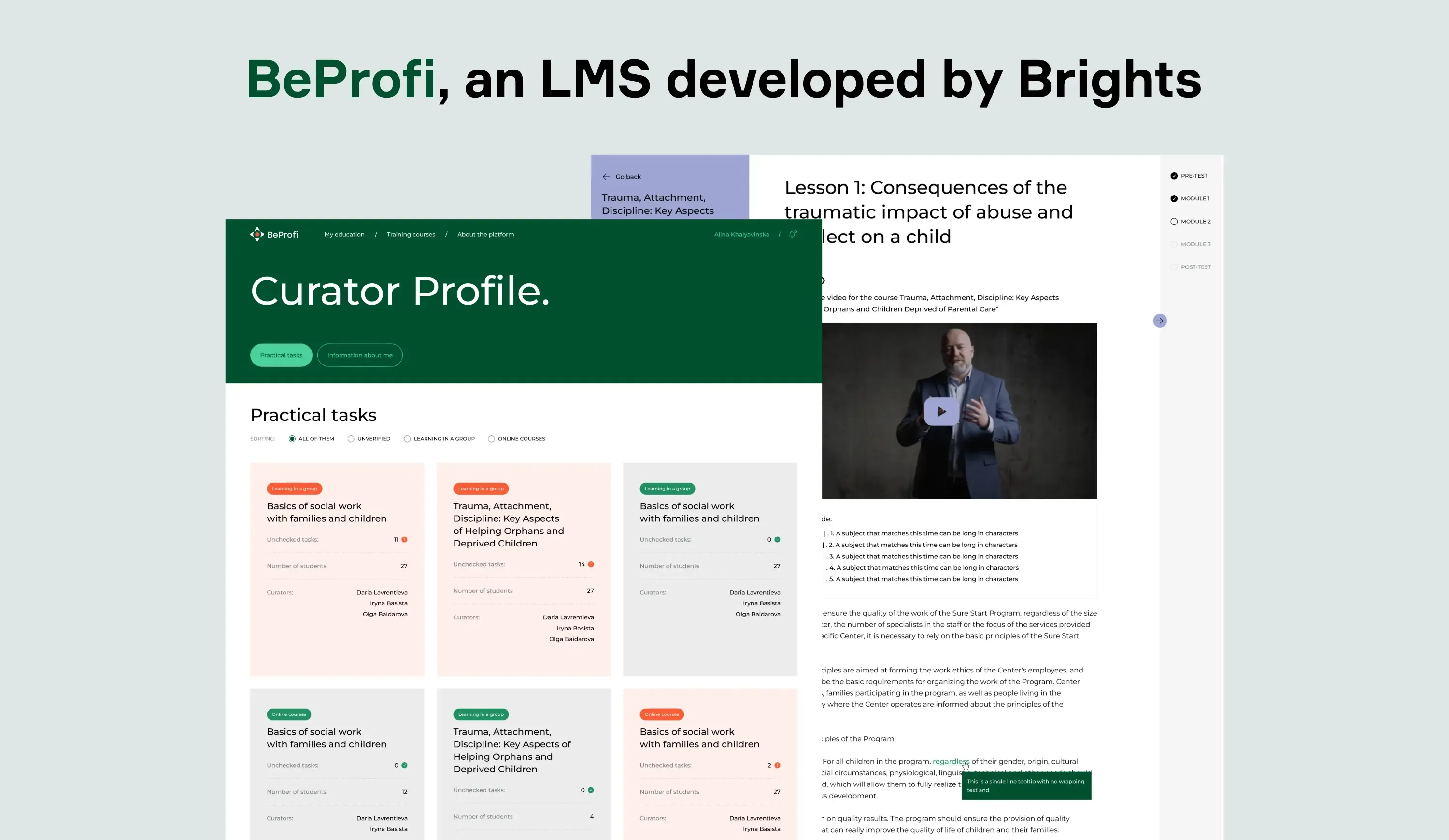 BeProfi, an LMS developed by Brights