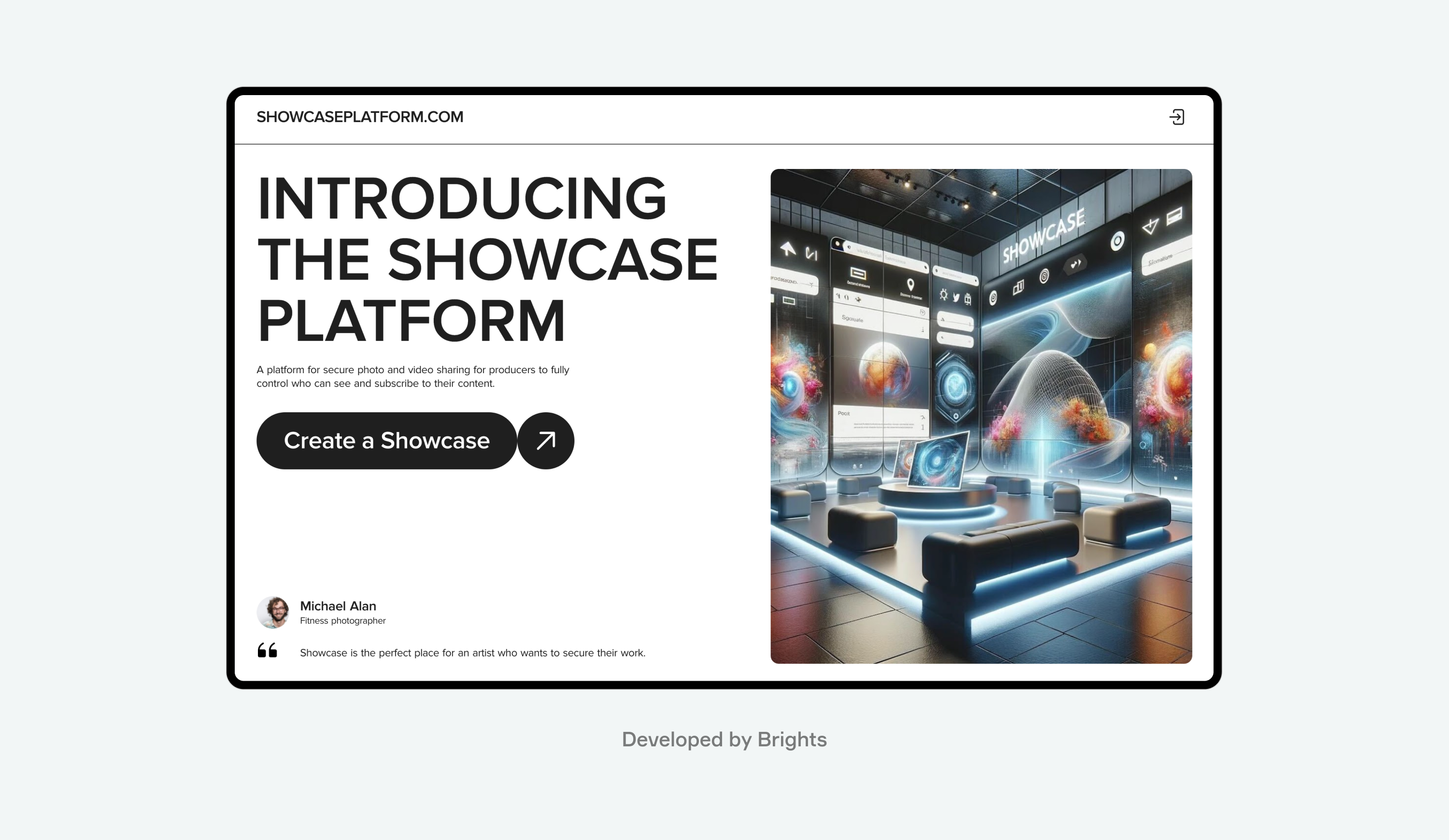 Showcase, SaaS platform developed by Brights
