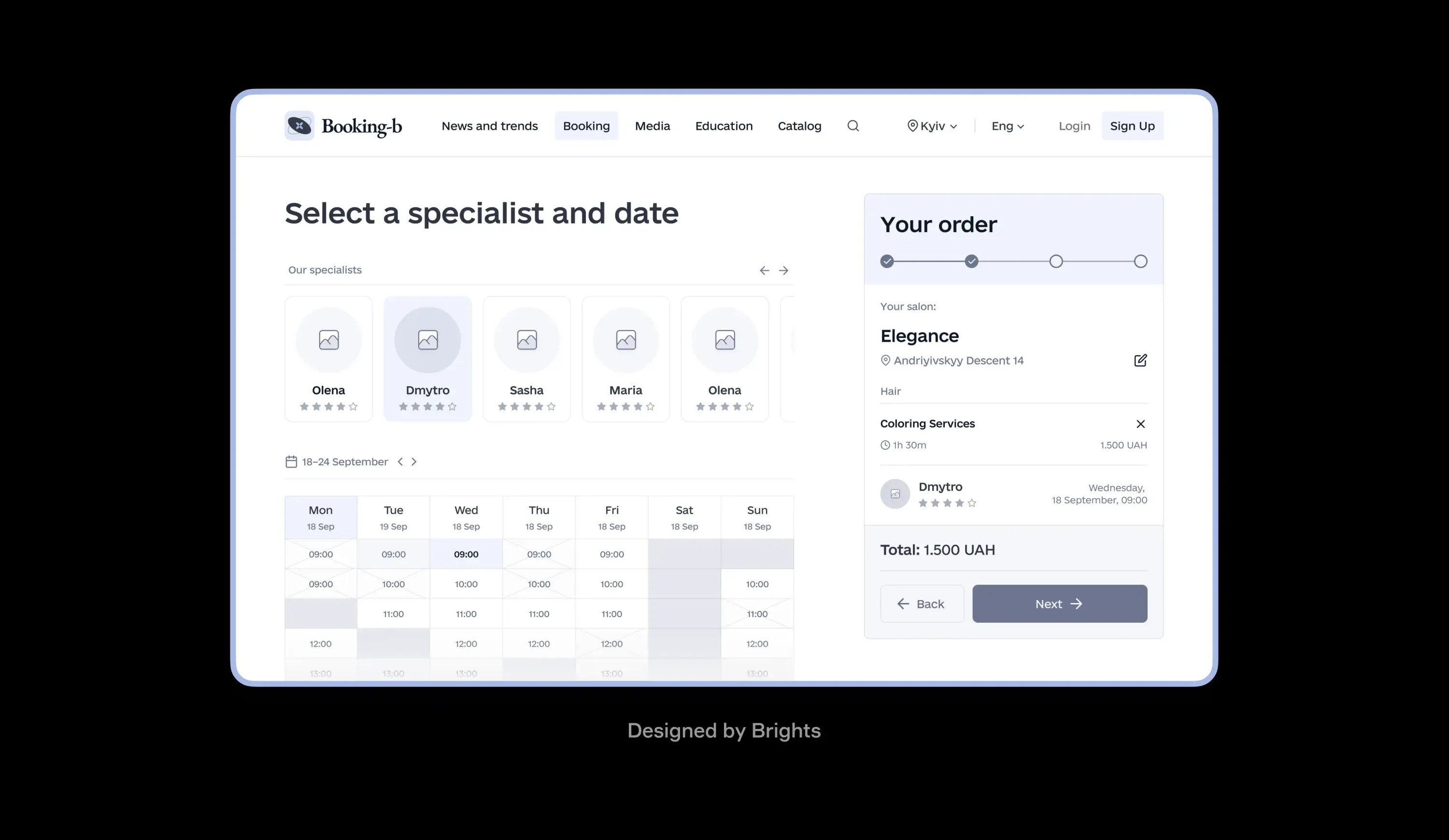 Booking app for beauty service providers Developed by Brights