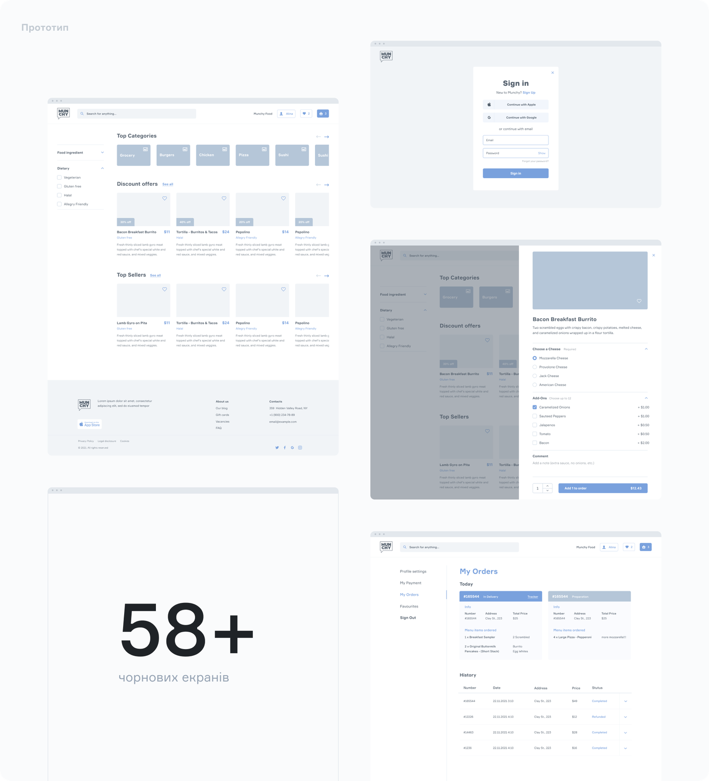 Munchy wireframes
