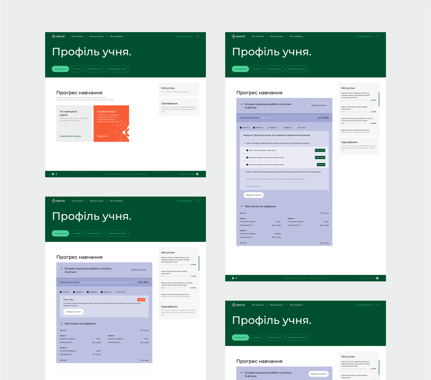 BeProfi student dashboard