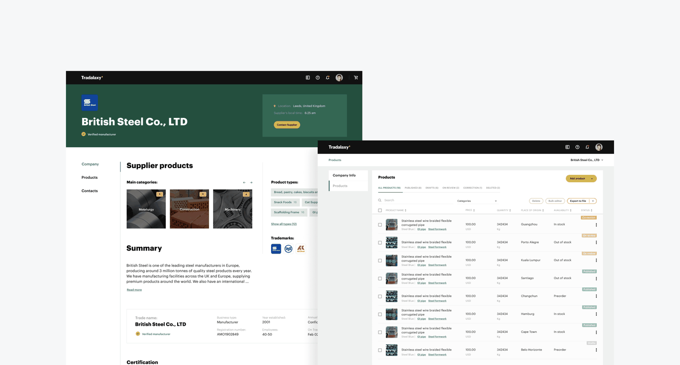 Tradalaxy company page