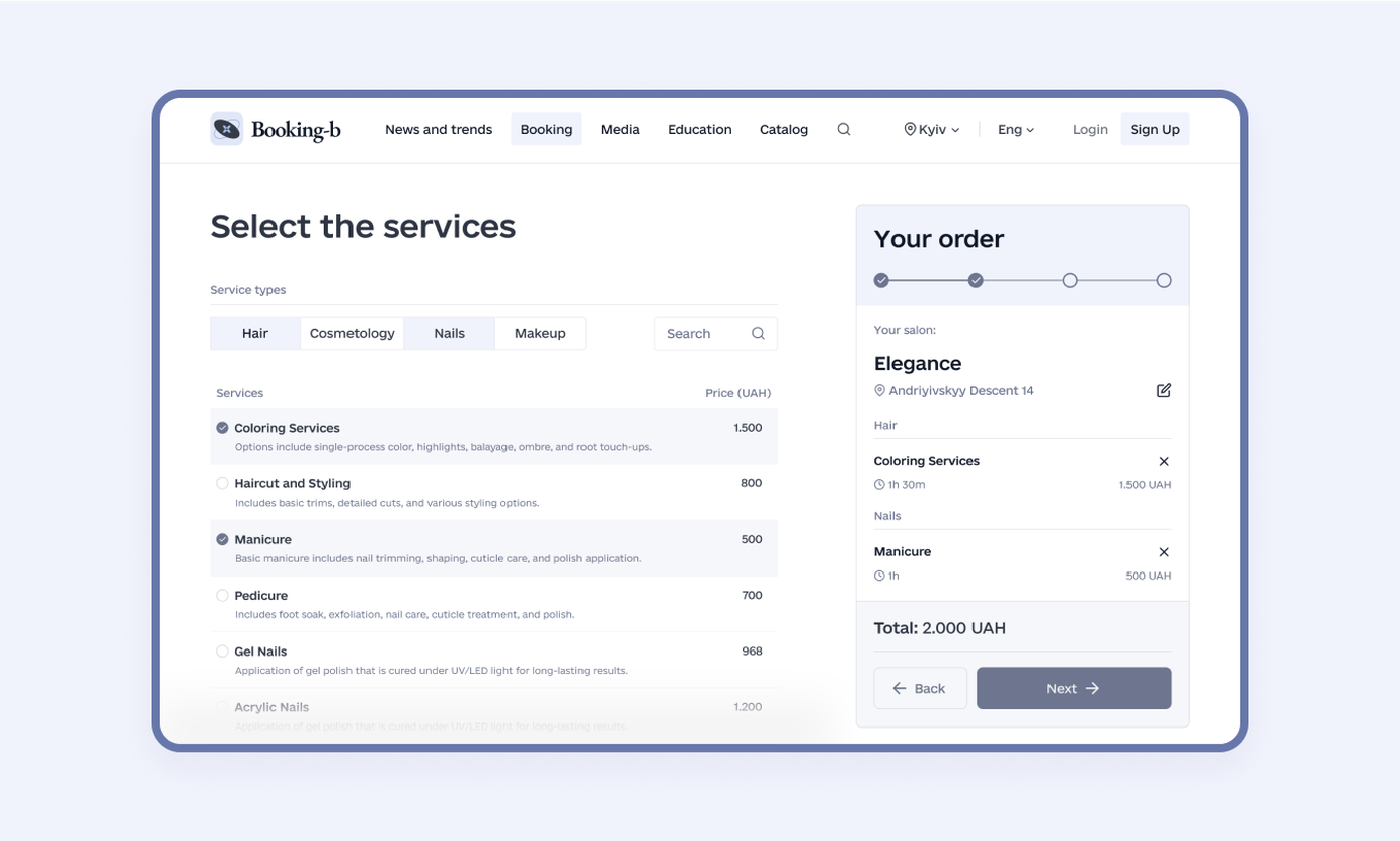 Booking app services