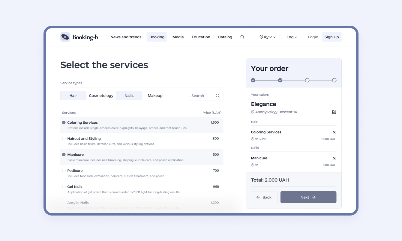 Booking app services