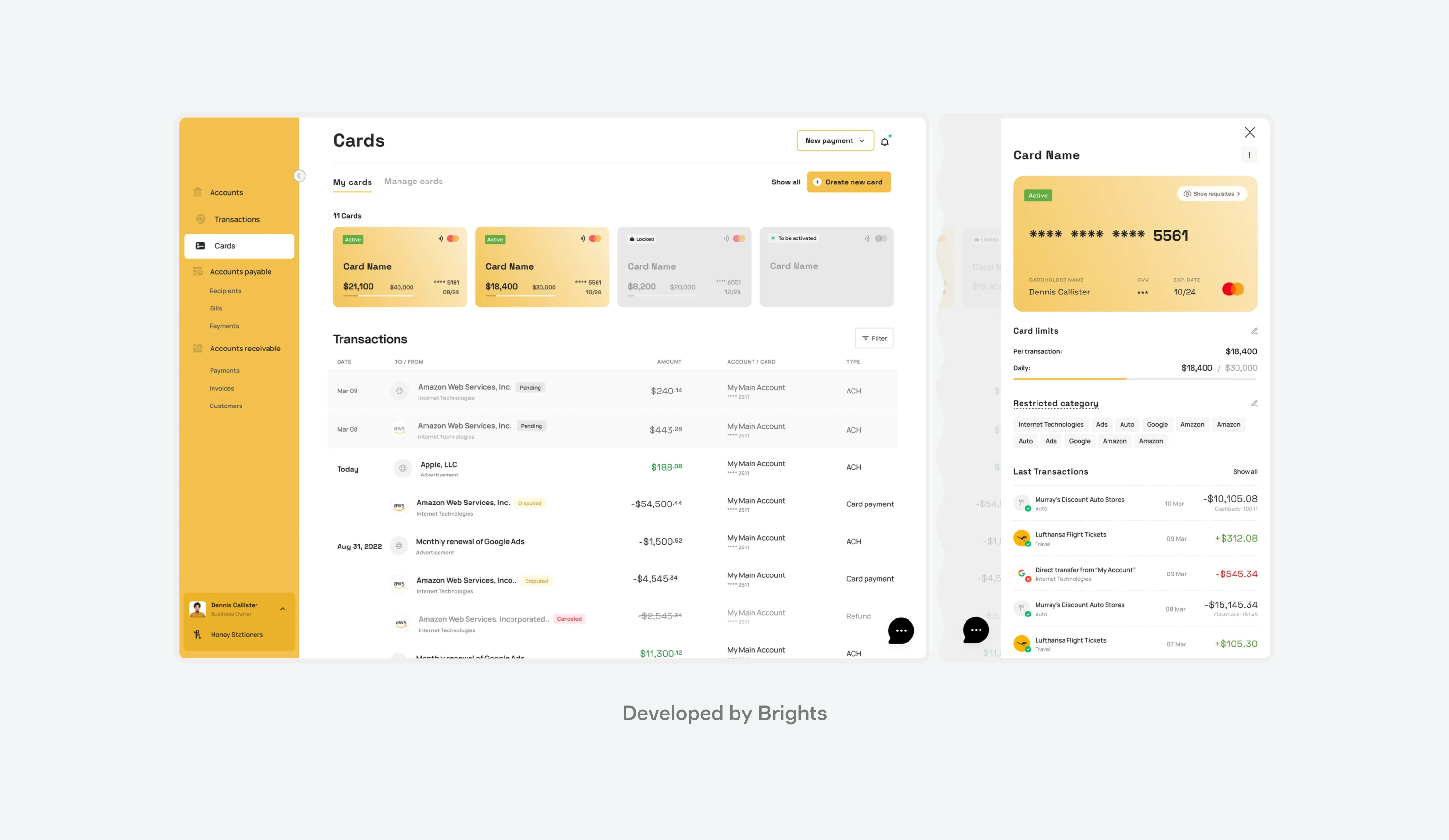 Banking and payment SaaS platform developed by Brights