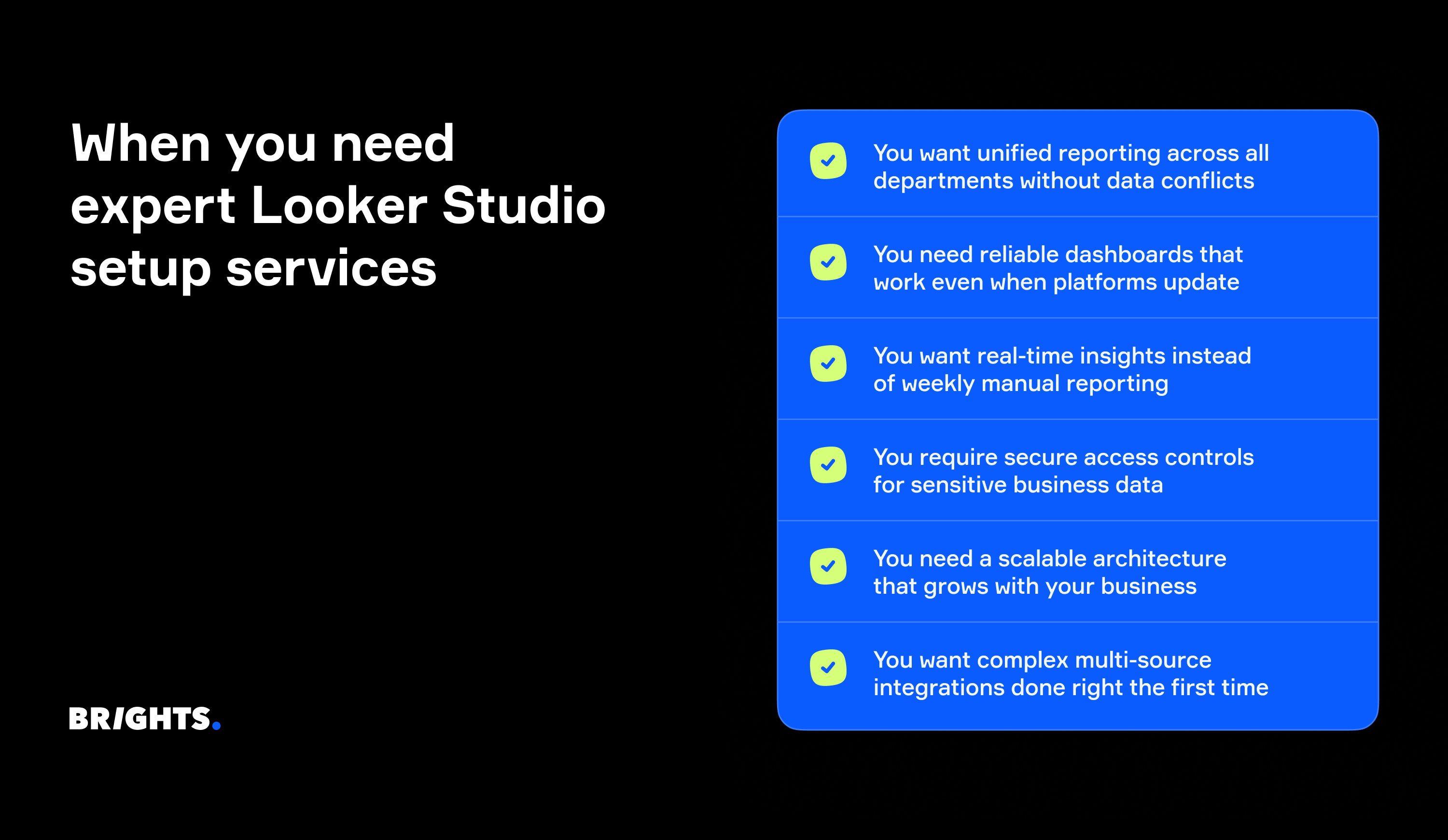 When you need expert Looker Studio setup services