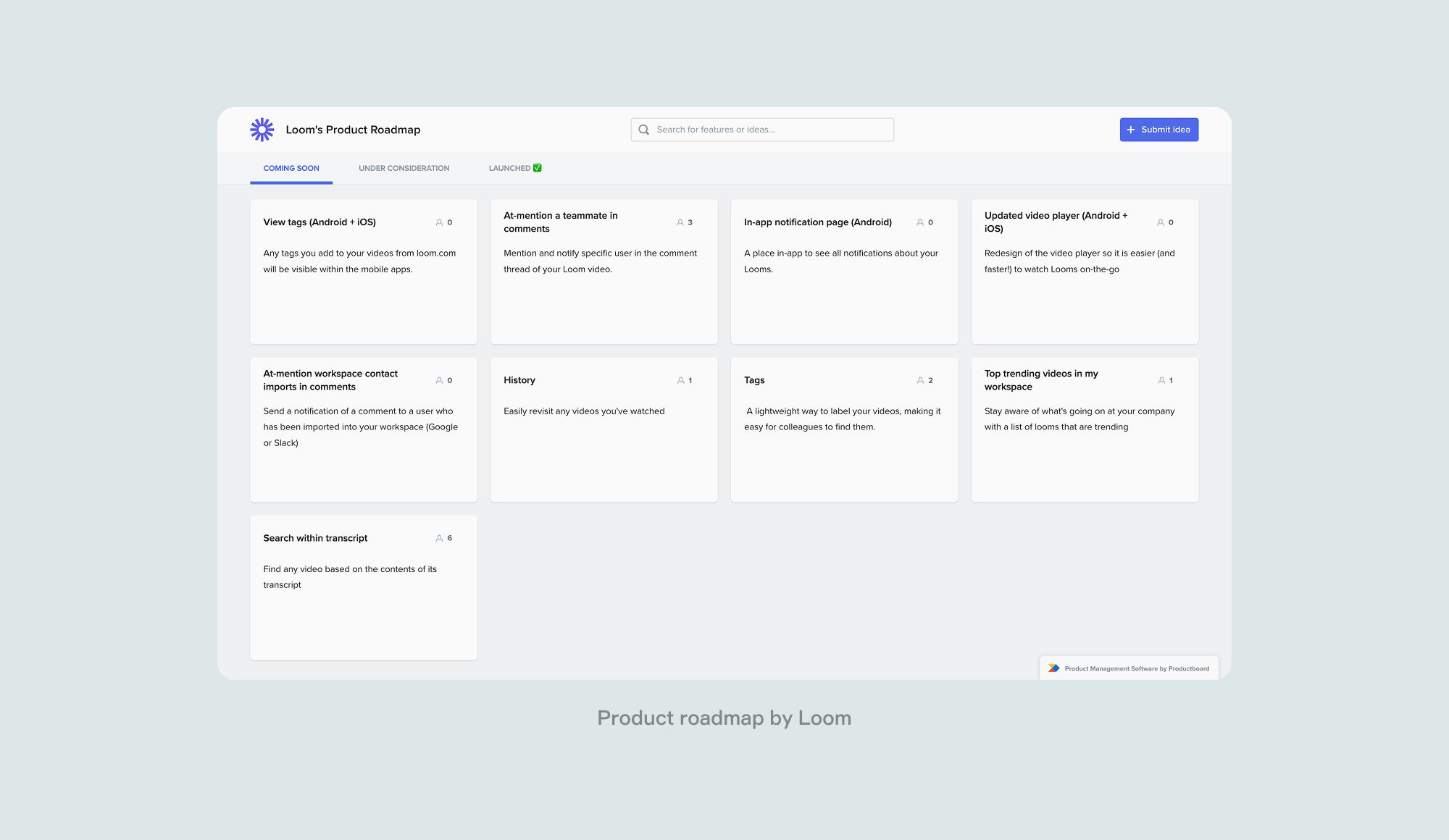 Product roadmap by Loom