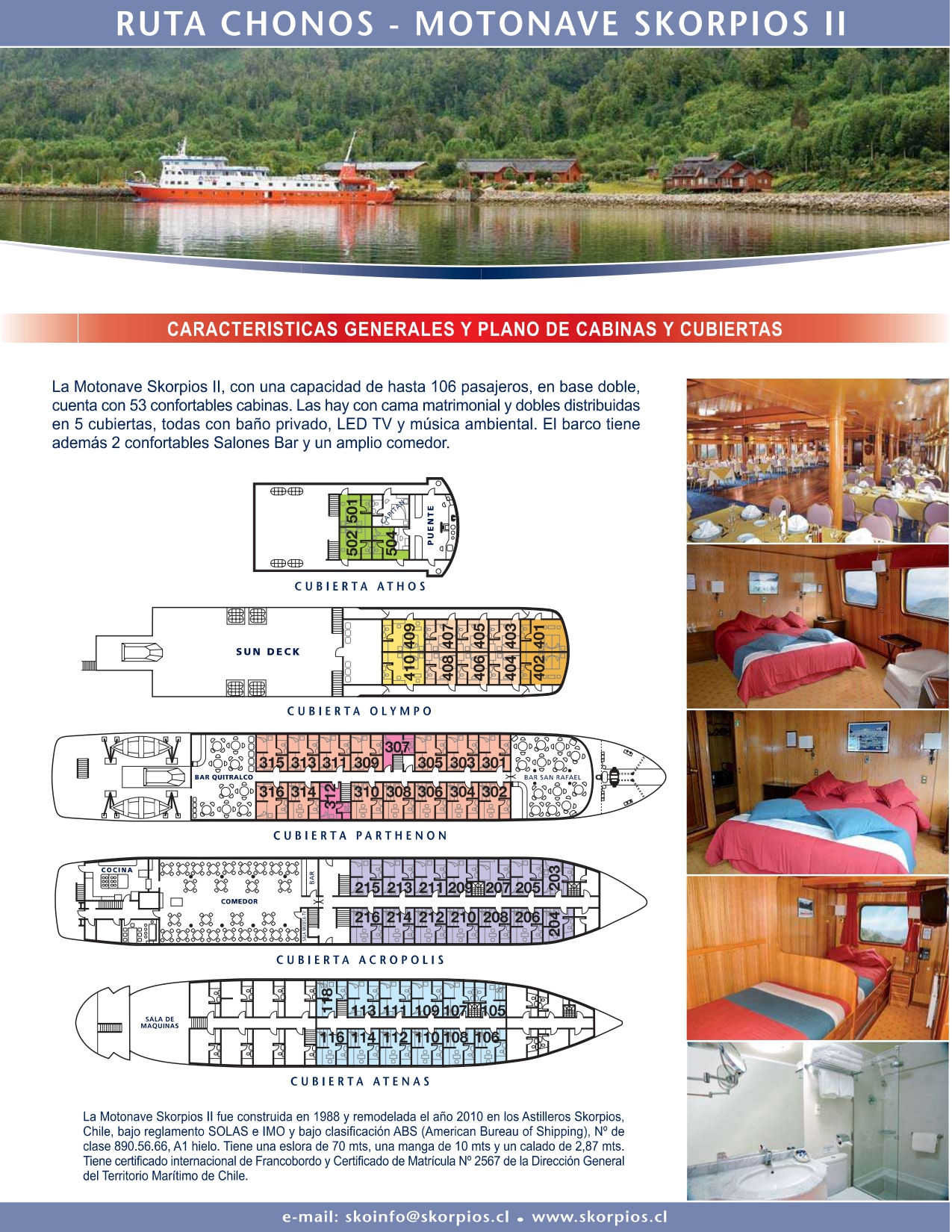 Plano de cubierta del barco Skorpios II