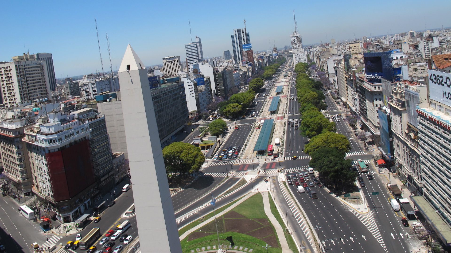 Aerial view of Buenos Aires and the Obelisco