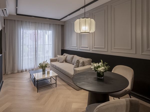 Modern luxury apartment interior at Casasur Recoleta in Buenos Aires featuring contemporary furnishings and elegant design.