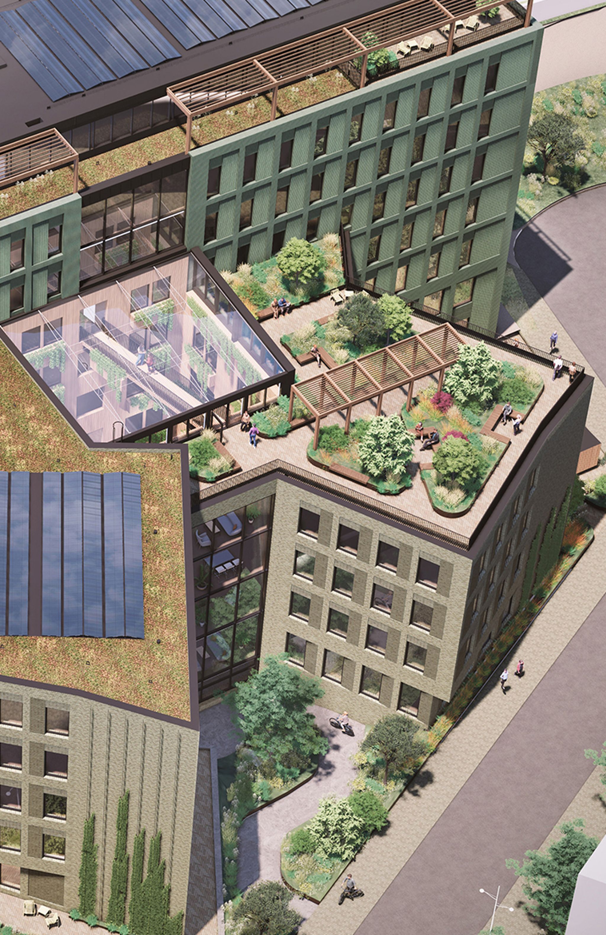 Plan 5, 1480 m², Med privat takterrass på nästan 300 kvm. Plats för fikapauser, informella möten och de där samtalen som blir bäst utomhus.