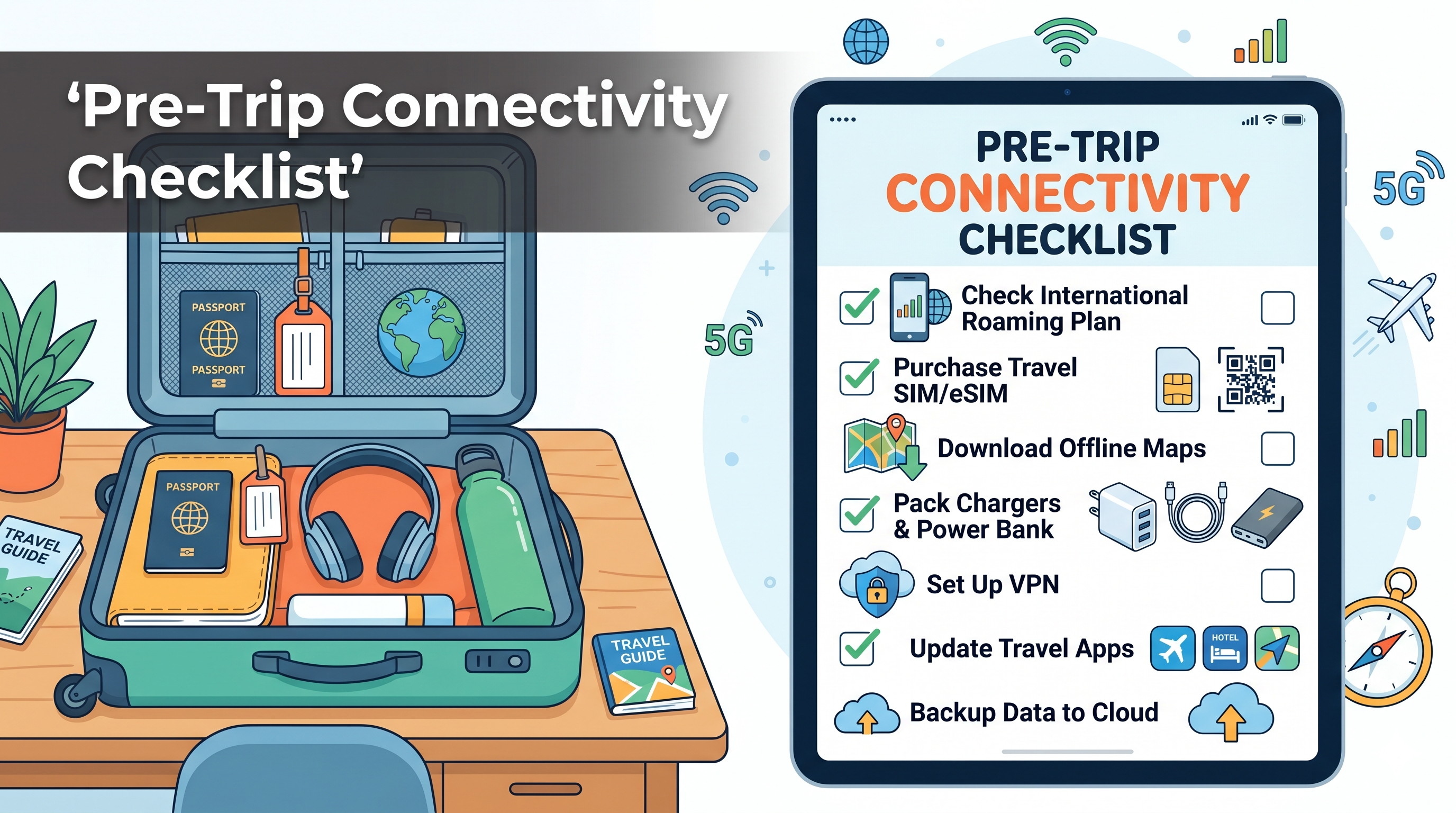 A simple pre-trip connectivity checklist