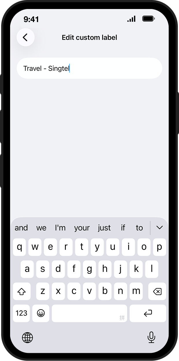 iPhone (iOS 26+) — Scan QR code — step 06: Label the line.