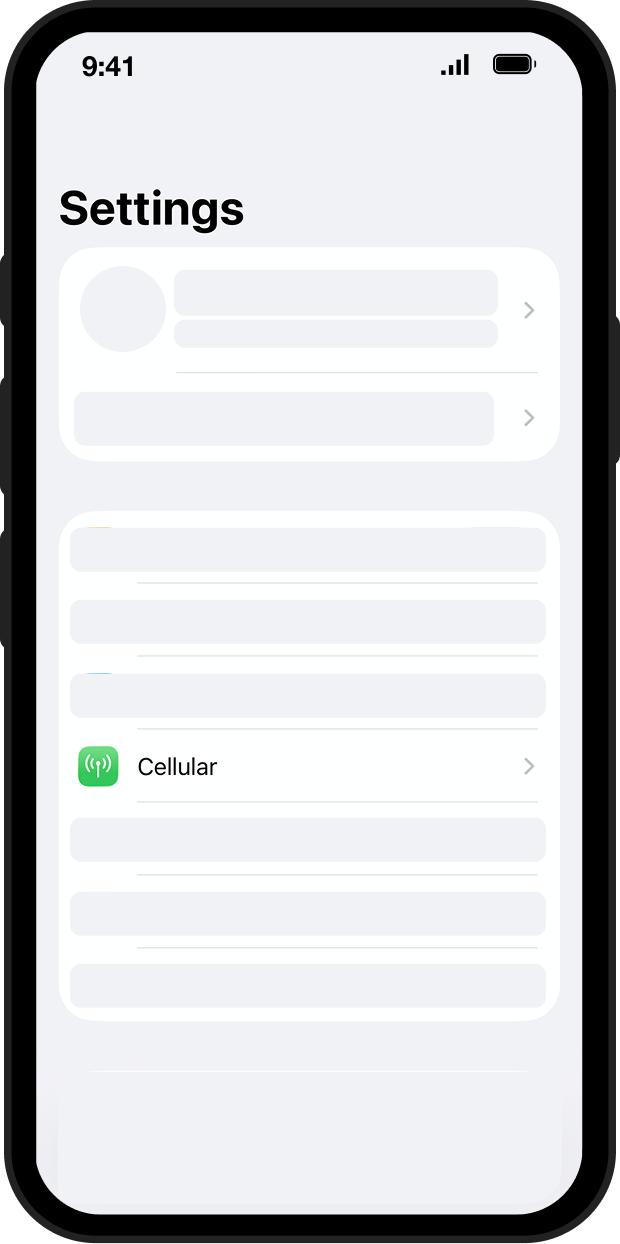iPhone (iOS 26+) — Scan QR code — step 01: Open Settings on your iPhone.