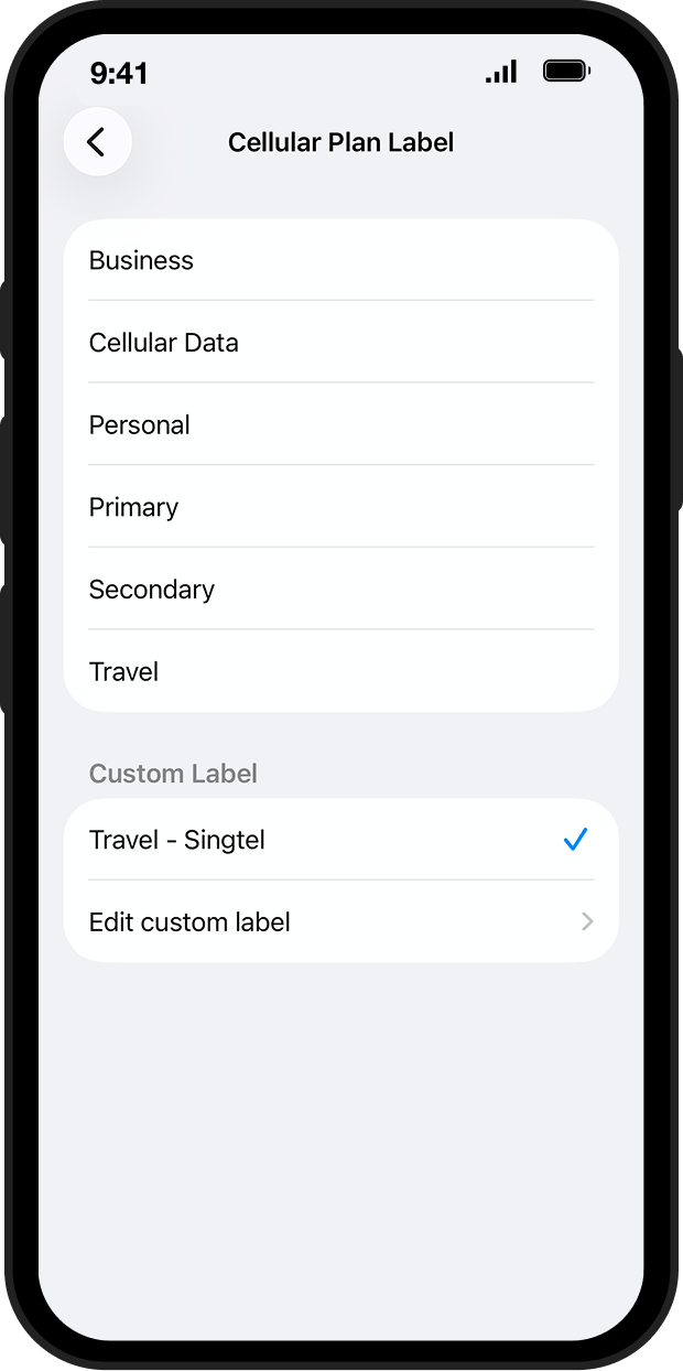 iPhone (iOS 26+) — Scan QR code — step 07: Choose your default line.