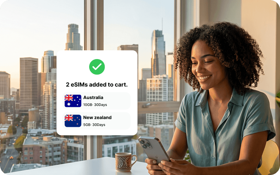Two eSIMs added to cart