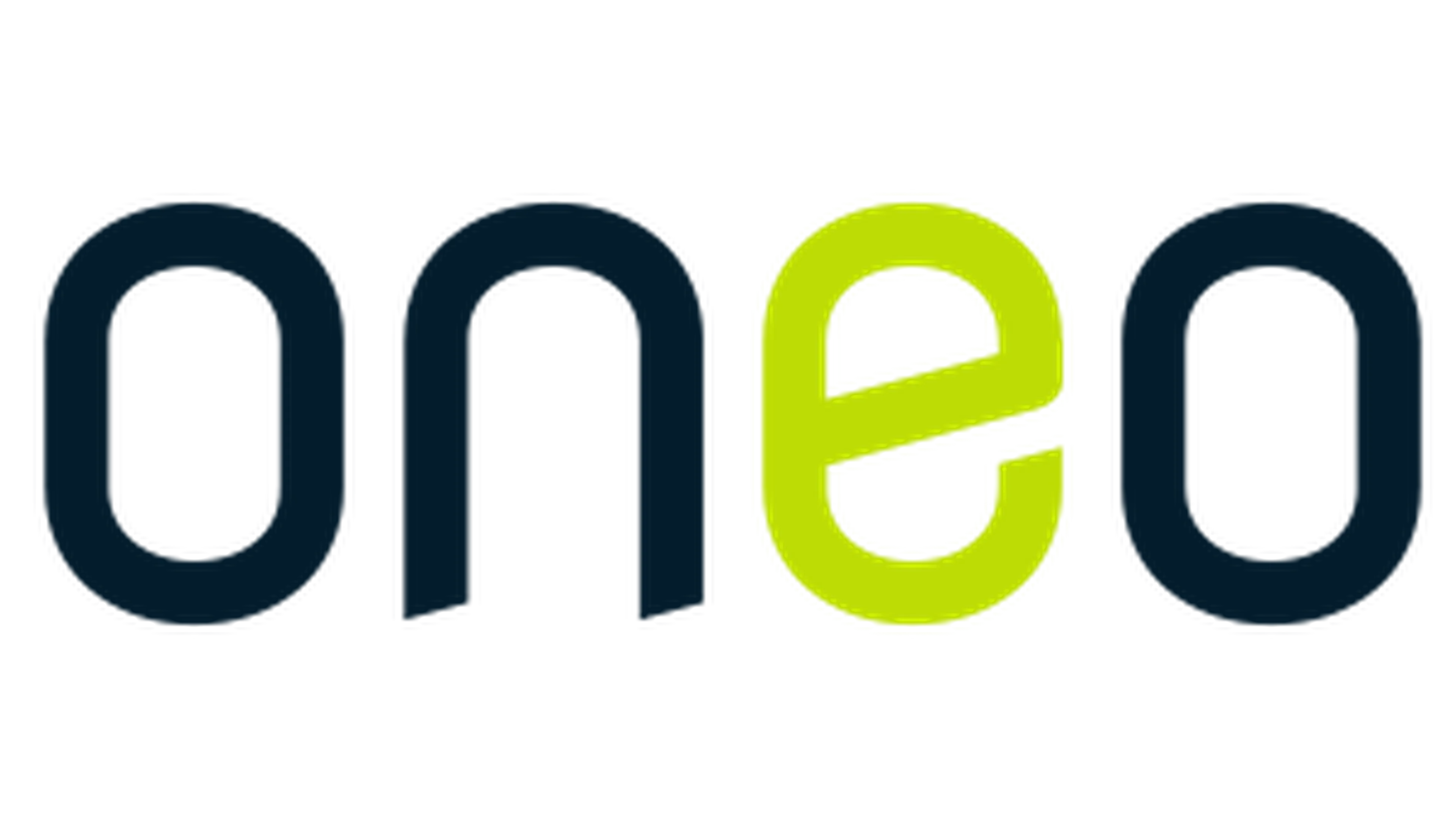 Logo featuring the word "oneo" in lowercase, with the letter "e" highlighted in green against a black background.