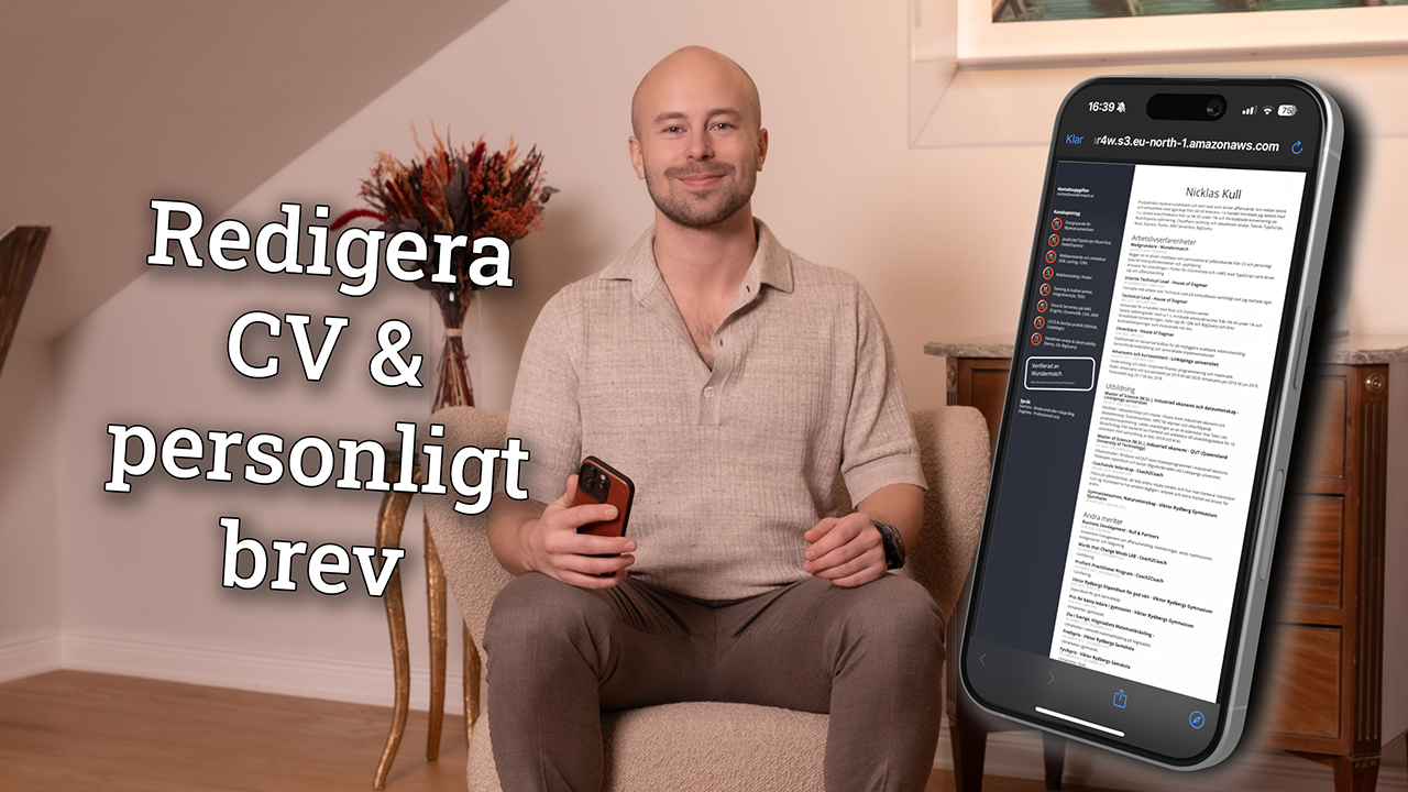 Redigera CV och personligt brev i Wundermatch