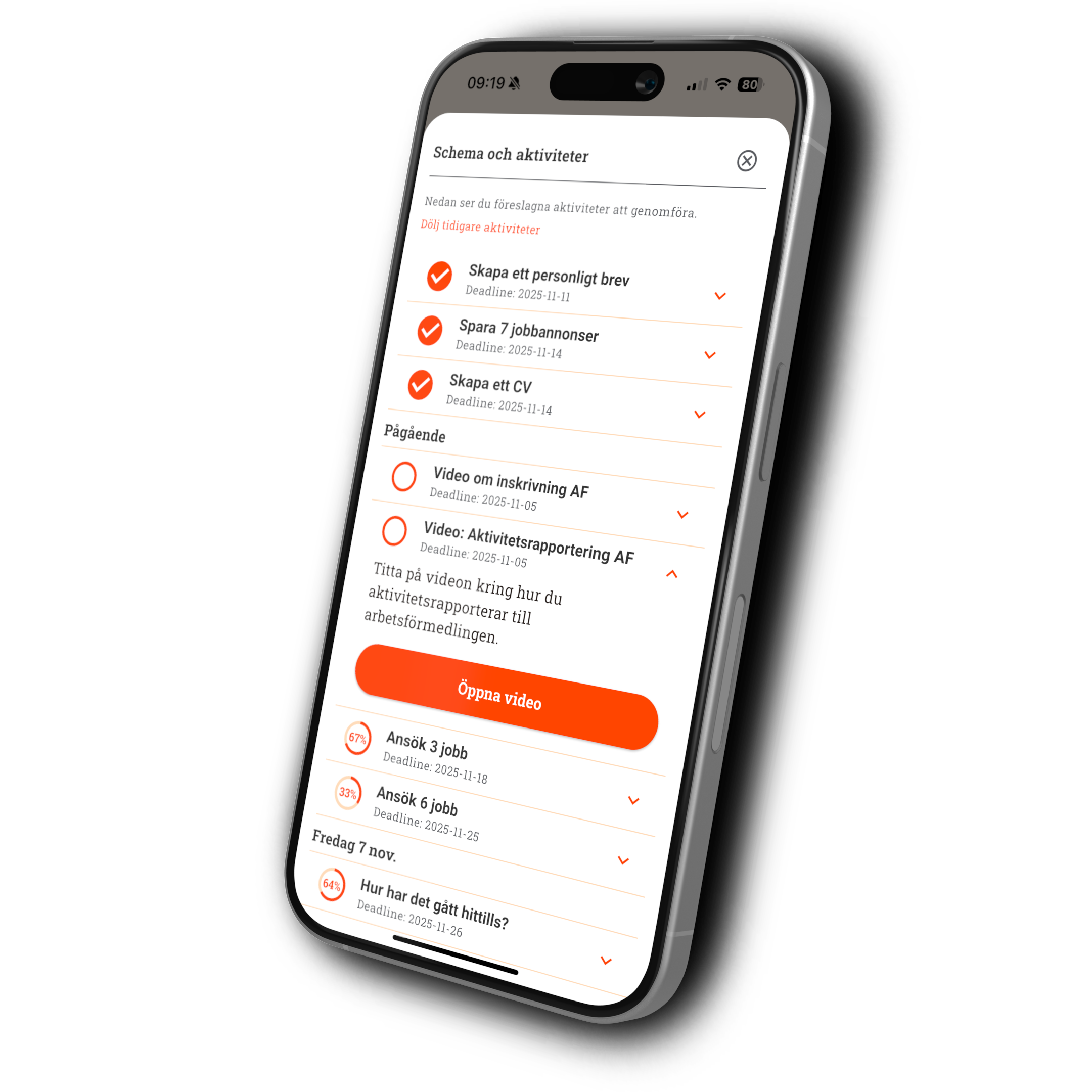 En bild på Wundermatch mobilappen aktiviteter