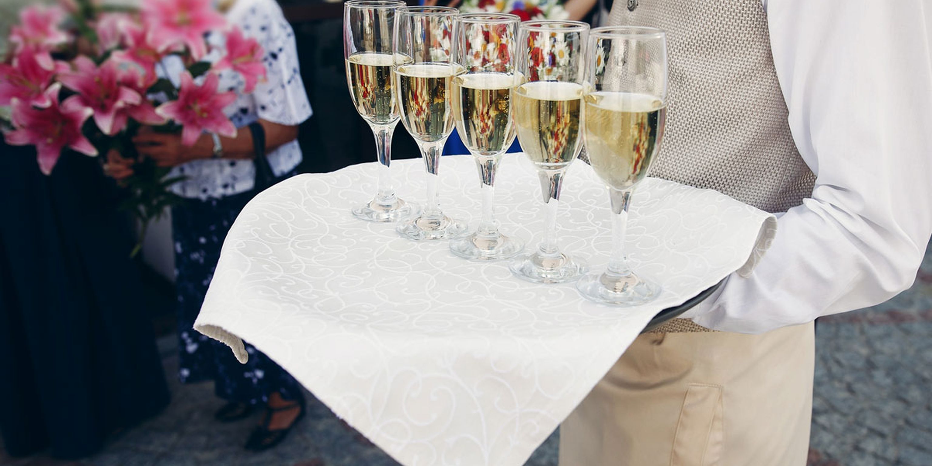 champagne glasses for the agt hostess service